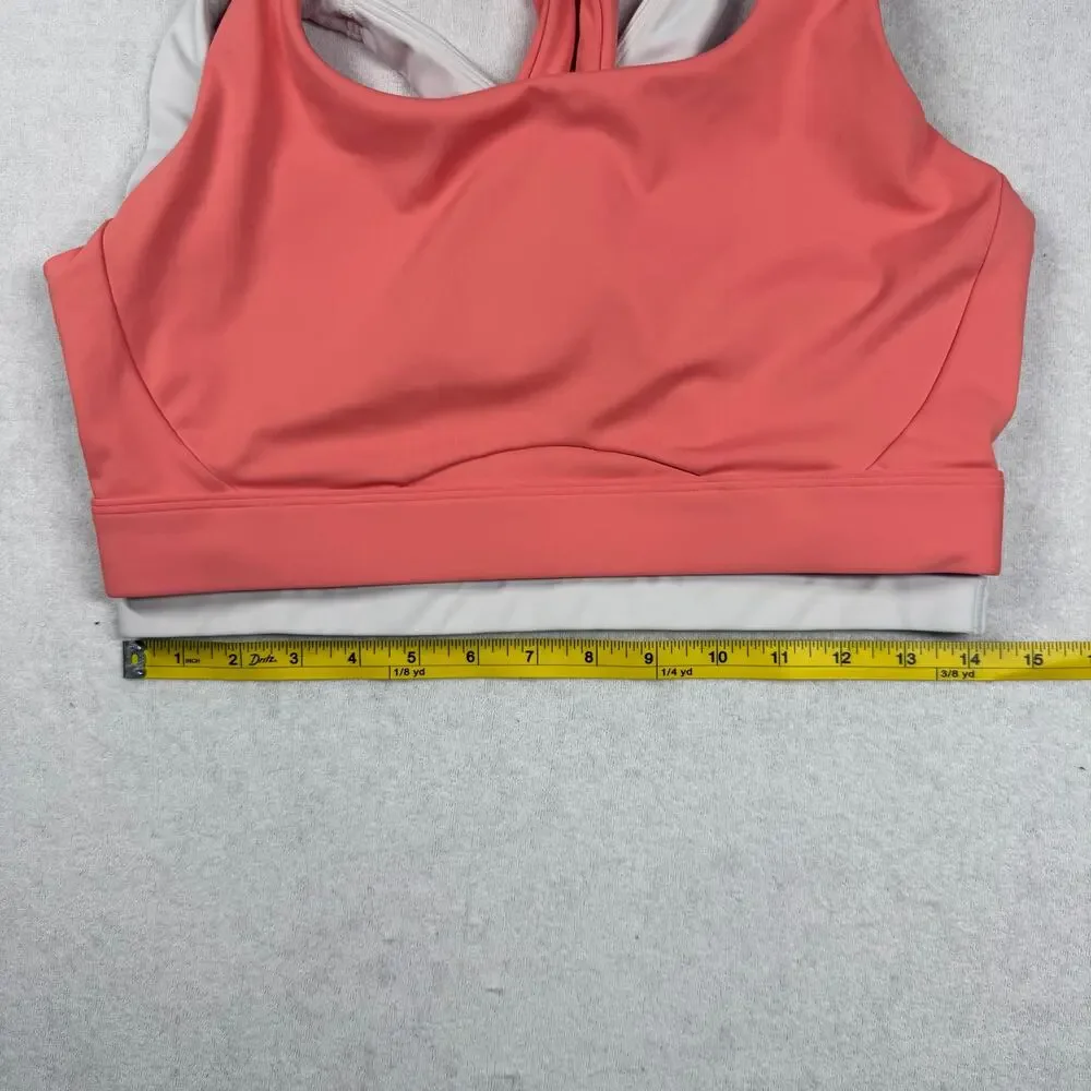 Athleta Sports Bra Lot of 2 Women’s Medium Gray Coral Racerback No Pads